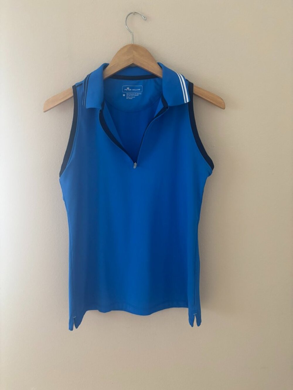 Peter Millar Royal Blue Sleeveless Half Zip Women's Golf Tennis Shirt Size M